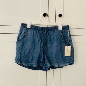 Universal Thread Lyocell Blue Pull On Drawstring Shorts Size Large